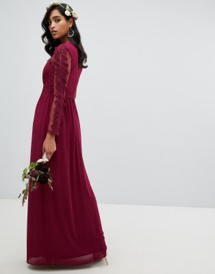 asos burgundy lace dress