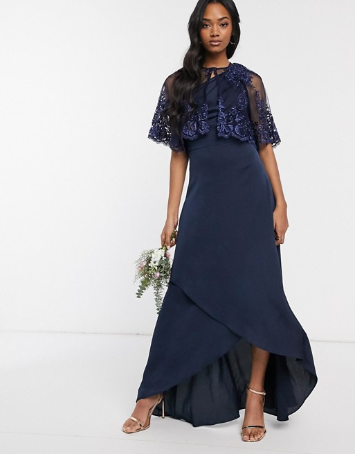 TFNC lace detail cape in navy