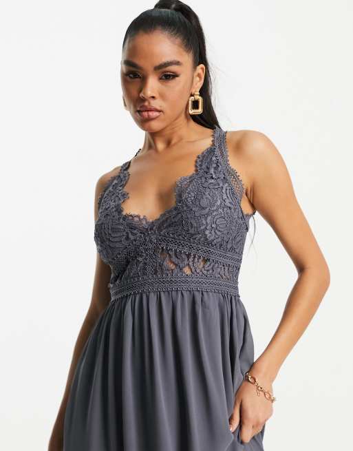 Asos grey lace dress clearance