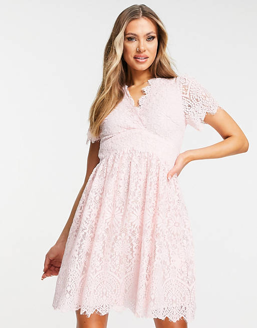 TFNC lace mini dress in pink