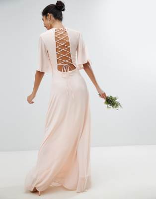 lace up back bridesmaid dress