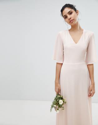 tfnc lace up back midi bridesmaid dress