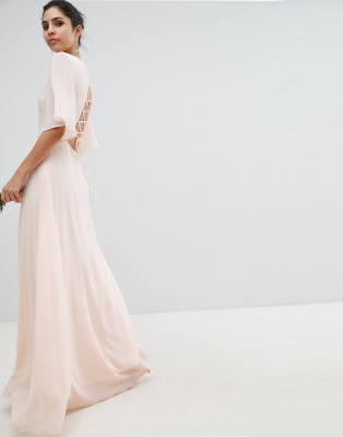 tfnc lace up back maxi bridesmaid dress