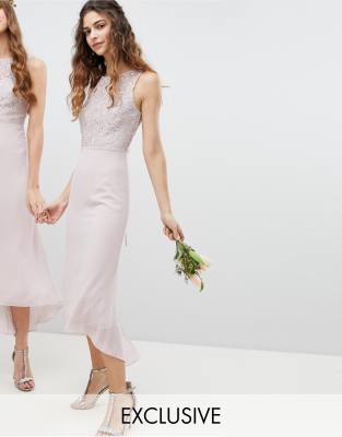 lace midi bridesmaid dresses