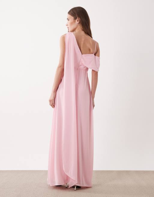 TFNC - L'invitée - Robe longue en mousseline à épaule tombante - Rose, 2 de 4