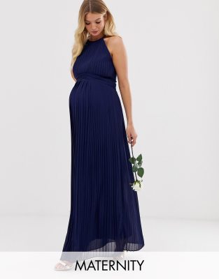 tfnc bridesmaid exclusive high neck pleated maxi dress