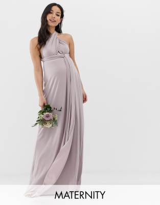 tfnc bridesmaid exclusive pleated maxi dress in grey