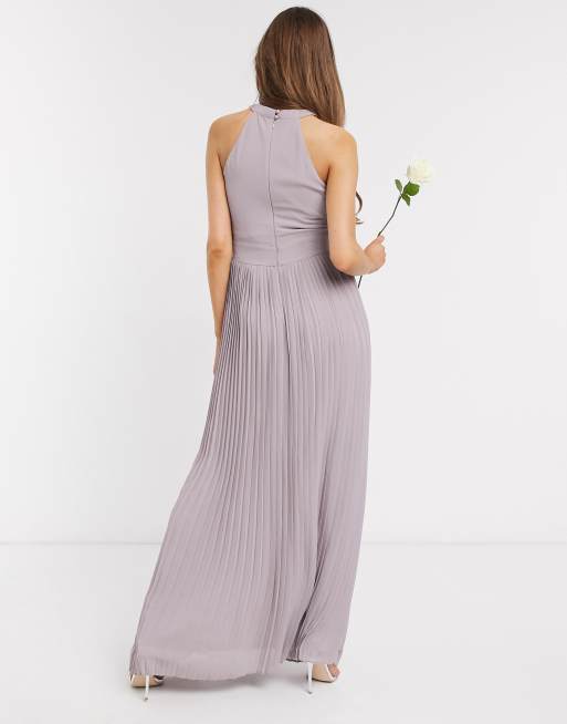 Tfnc bridesmaid exclusive pleated store maxi dress in grey