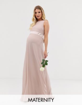 sateen bow back maxi bridesmaid dress