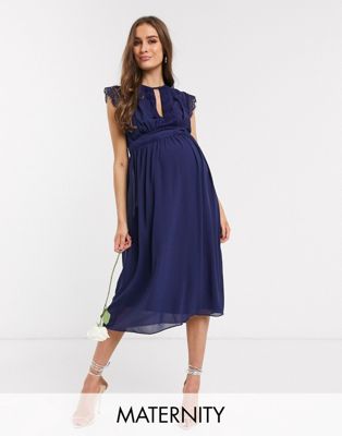 navy blue midi bridesmaid dress