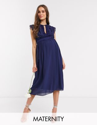 navy bridesmaid dresses midi