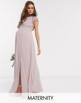 pink lace maternity maxi dress