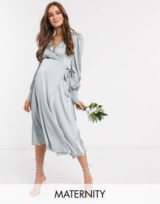 long sleeve wrap bridesmaid dress