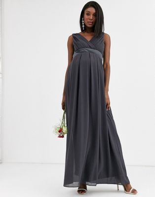 TFNC Maternity bridesmaid exclusive multiway maxi dress in gray - ShopStyle