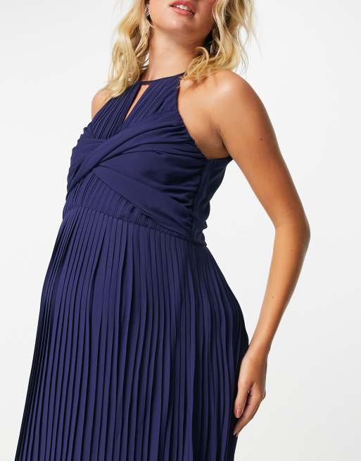 navy blue maternity bridesmaid dress PinkBlush Navy Lace Overlay Maternity Maxi Dress