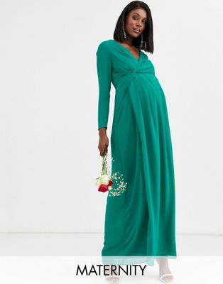 emerald green maternity maxi dress