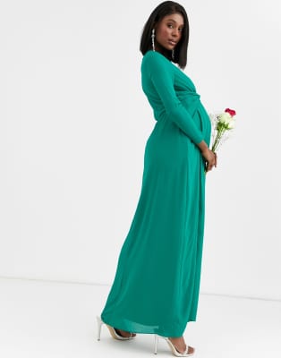 emerald wrap maxi dress