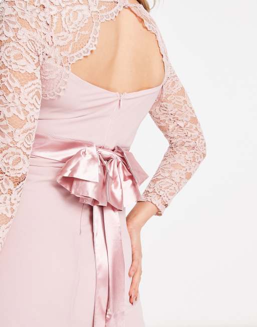 TFNC Maternity Bridesmaids chiffon maxi dress with lace scalloped