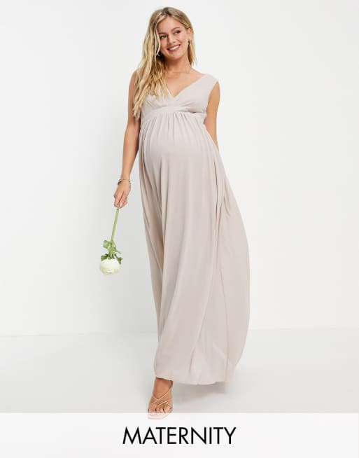 TFNC Maternity - Bruidsmeisjesjurk met top met overslag en chiffon in roze