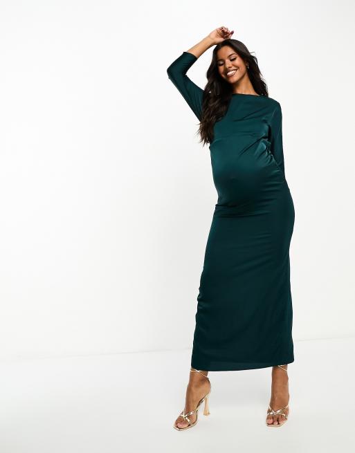 Emerald green store maternity maxi dress