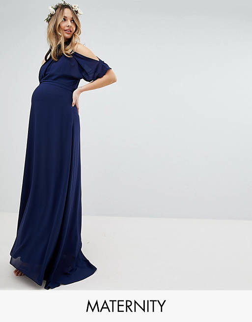 TFNC Maternity High Neck Maxi Bridesmaid Dress With Fishtail | ASOS