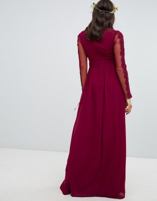 asos burgundy lace dress