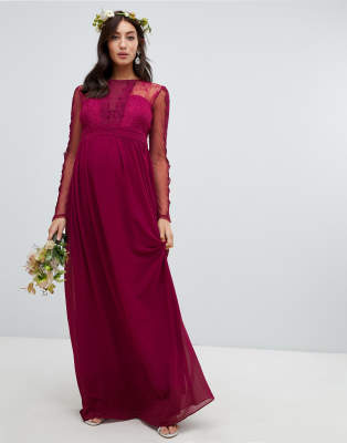 tfnc halannah burgundy maxi dress