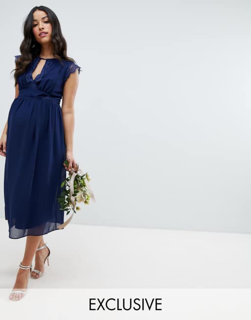  TFNC  Maternity Lace Detail Midi Bridesmaid  Dress  ASOS