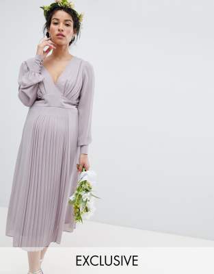 tfnc pleated midi bridesmaid dress