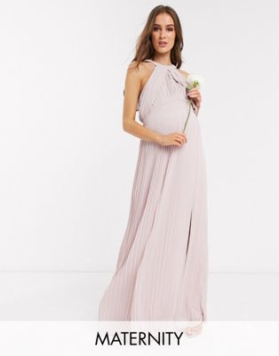 Robes TFNC Maternity - Robe longue de demoiselle d'honneur plissée - Exclusivité - Rose