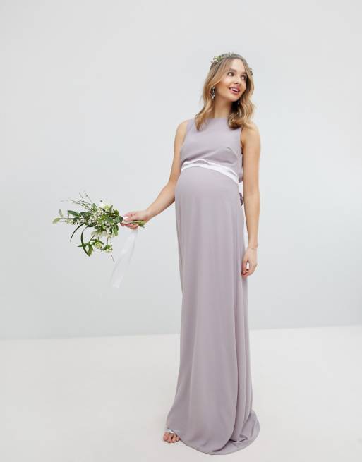 TFNC Maternity Sateen Bow Back Maxi Bridesmaid Dress ASOS TFNC Maternity Sateen Bow Back Maxi Bridesmaid Dress ASOS