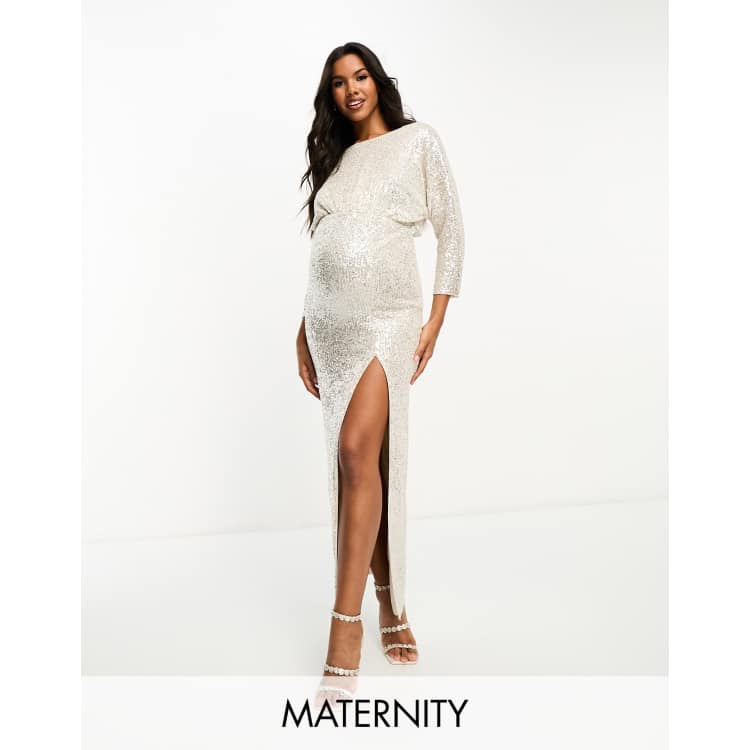 Silver sequin 2025 maternity dress