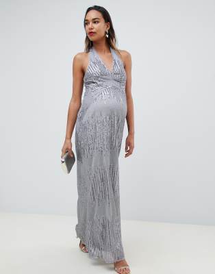 silver sequin maxi