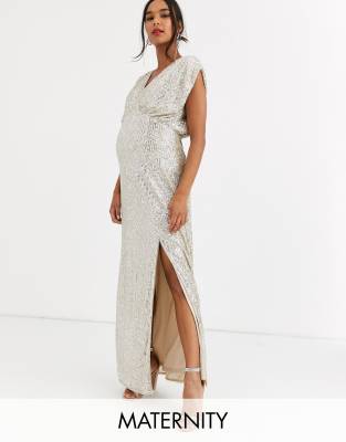 silver maternity dress