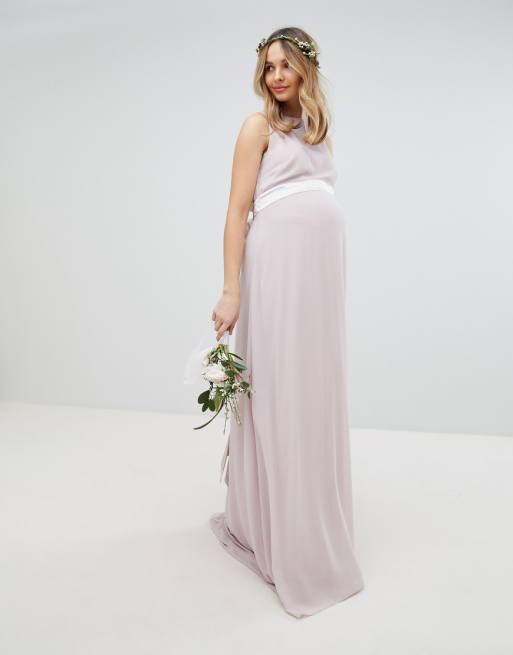 TFNC Maternity wedding sateen bow back maxi dress ASOS TFNC Maternity wedding sateen bow back maxi dress ASOS