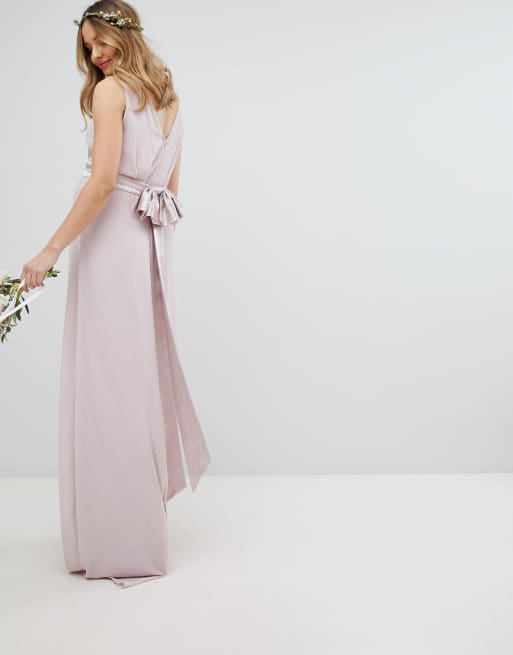 TFNC Maternity wedding sateen bow back maxi dress