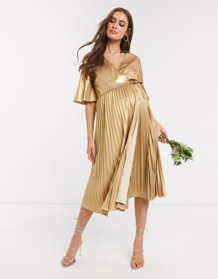 gold pleated dress