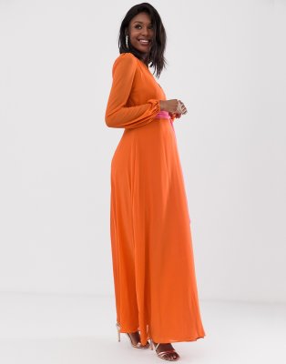 orange maternity maxi dress