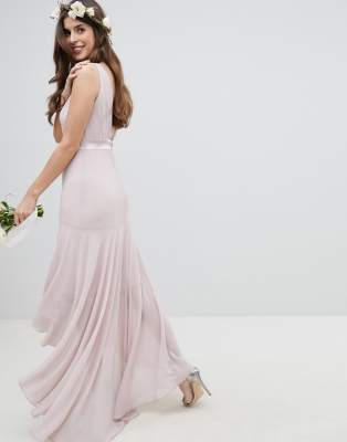 tfnc maxi bridesmaid dress with high low hem