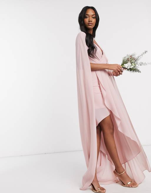 Chiffon cape hot sale maxi dress