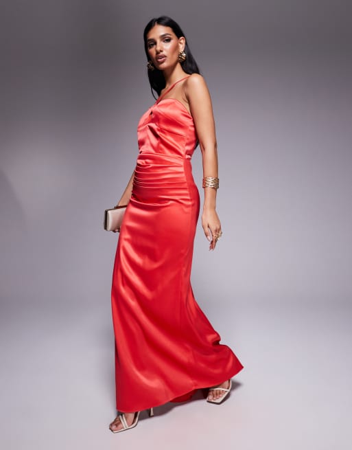 TFNC - Maxi-jurk met gekruiste bandjes en sleep in rood, 3 van 4