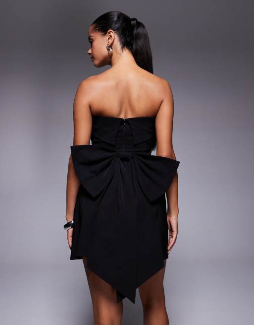 TFNC - Mini bandeau-jurk met strik aan de achterkant in zwart, 4 van 4