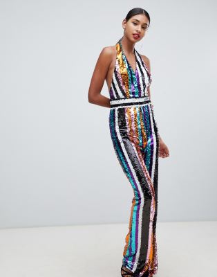 sequin multi color jumpsuit