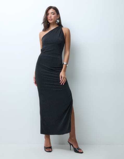 TFNC One-Shoulder-asymmetrisches Maxikleid mit Rückenausschnitt in Schwarz - view 1