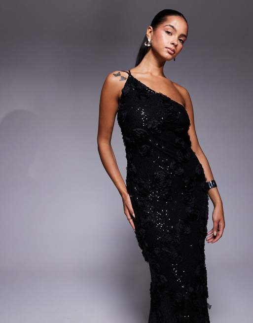formal dress applique Sequin Racer Floral Sequin Halter Column Dress – Camille La Vie main image 1