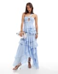 [TFNC] TFNC one shoulder ruffle maxi dress in powder blue 12 Powder Blue