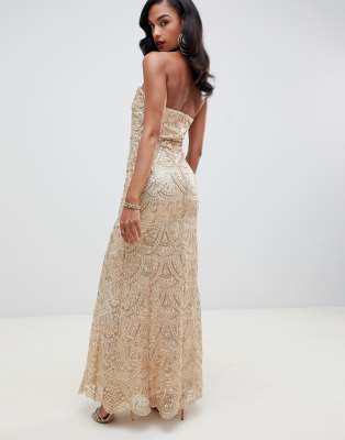 sequin bandeau maxi dress