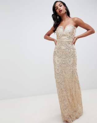 sequin bandeau maxi dress