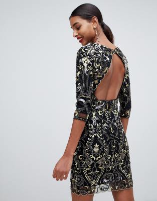patterned sequin mini dress