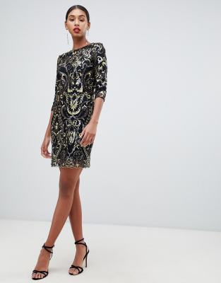 express patterned sequin mini dress